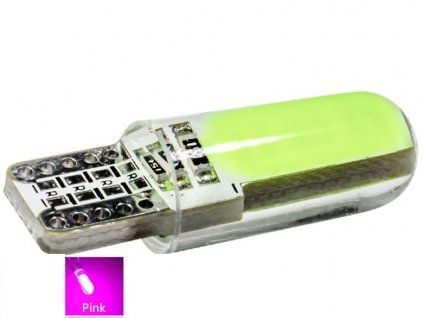 152522 led zarovka t10 12v cob ruzova